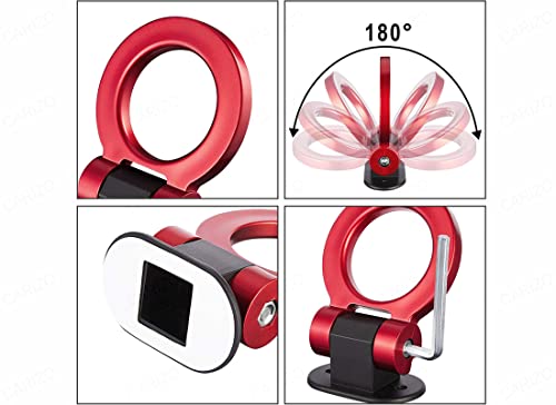 Image of CARIZO Tow Hook Kit (Round - Red) Car Decorations Sticker Car Decor Bumper for Auto Exterior Accessories (Only Decoration) Compatible with Tata Nexon (Type-II) 2020 Onwards
