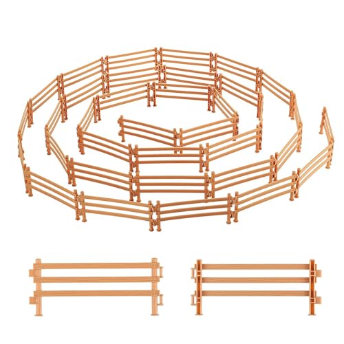 JDCMEI 60 Pezzi Giocattolo di Recinzione, Giocattoli per Recinzioni di Cavalli, Recinto per Animali Giocattolo, Miniatura Recinzione Estensione Set, Mini Animali Fattoria Giocattolo per Bambini