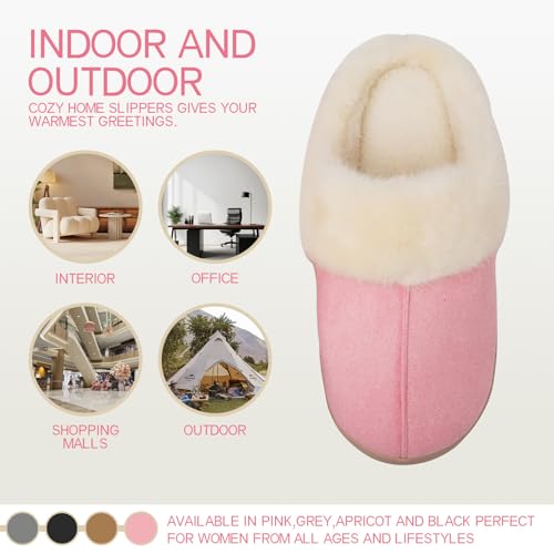 Women's Fuzzy Memory Foam Slippers Comfy Winter Soft Slip On House Slippers Bedroom Shoes with Warm Plush Lining and Indoor Outdoor Soles 5