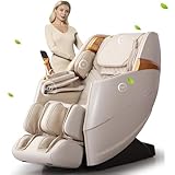 Oversize 4D Massage Chair Full Body Zero Gravity Massage Recliner Chair SL Track O2 Ionizer Motorized Extension Calf Kneading Massage Yoga Stretch Back Heating 20 Modes Space Saving AI Control Ivory