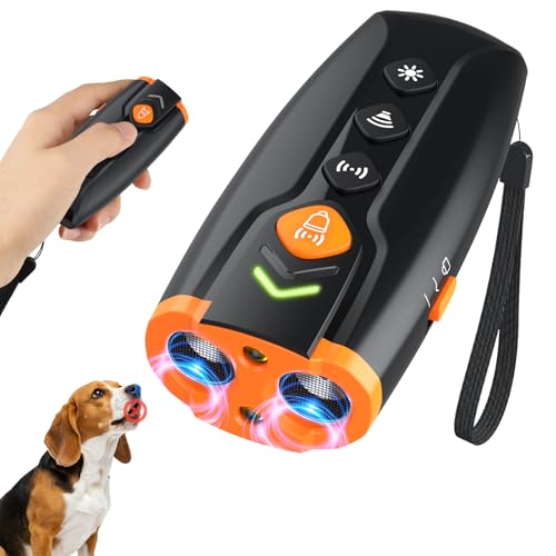 HZK Antibell für Hunde, Ultrasonic Anti-Bell-Gerät, 4 Modi zum Hunde-Bellen Stoppen, 15 M Reichweite, Wiederaufladbar & Sicher, Effektiv für Kleine, Mittlere und Große Hunde