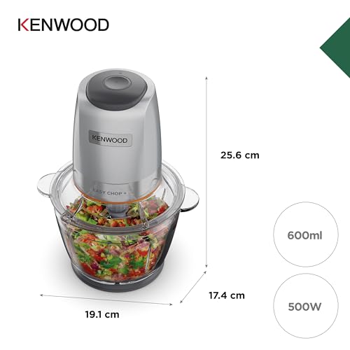 Kenwood EasyChop+ CHP62.400SI, Tritatutto con Sistema di Lame Quad Blade in Acciaio Inox, Sistema di Controllo, Tritaghiaccio, Ciotola in Vetro da 600ml, Lavabile in Lavastoviglie, 500W, Silver - immagine 6