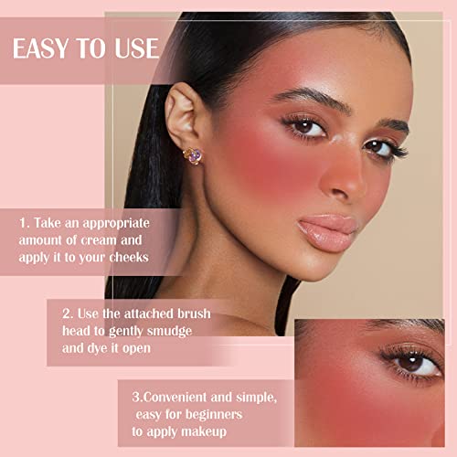 Prreal Blush Stick, Cream Blush Stick with Brush, 3 In 1 Multi Blush Stick for Cheeks & Lips & Eyeshadow, Waterproof Blush Face Stick Lightweight Natural Blush Makeup Stick for All Skin Tones(01) - Image 5