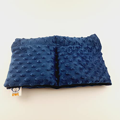 Sensory Owl Almohada Ponderada para el Regazo - Calmante Sensorial - Pesado - para la Ansiedad - Aliviar el Estrés - Presión Profunda - Algodón y Tela Suave Minky - Azul Marino, 4kg Cover
