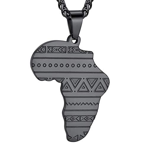Preisvergleich Produktbild GoldChic Jewelry Edelstahl Persönlichkeit Afrika Karte Anhänger,Profil Afrika Karte Anhänger Auge des Horus / Englische Landesgrenze / Ich Liebe Afrika Personalisiert Gravur in Silber / Gold / Schwarz
