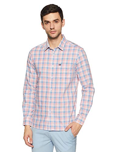 Arrow Sports Men's Checkered Slim Fit Casual Shirt (ASVSH1760_Me. Orange_44FS)