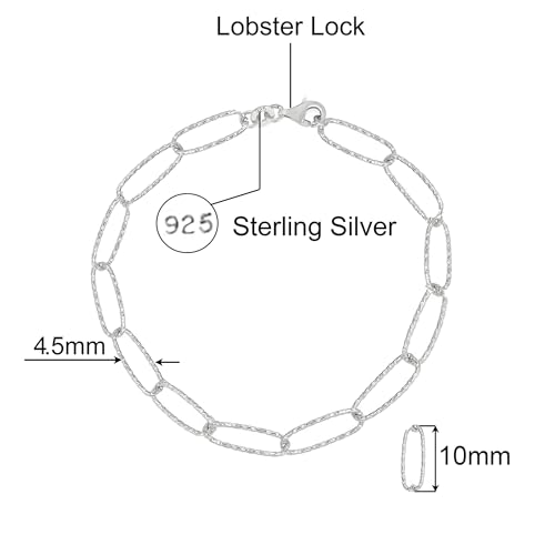 Savlano 925 Sterling Silver 4.5MM Paperclip Link Bracelet - 18K Gold Plated 7.5” Inch Paperclip Chain for Women comes with a Gift Box - Made in Italy2