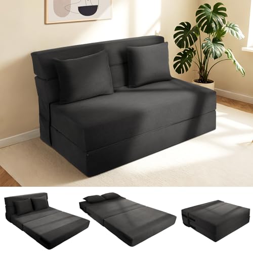 Catálogo de Sofa Cama Top 5. 45 zezelife Sofá Cama Plegable Matrimonial, Sillón Multifuncional y Convertible 4 en 1, Relleno de Espuma de Alta Densidad Sin Deformación Ni Colapso, Funda Desmontable, Soporte...