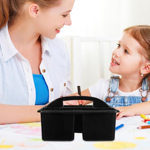 Image of SEWACC Classroom Craft Storage Caddy with Handle Portable 3 Compartments Organizer for Kids Art Supplies School and Office Use 9.25X8.85X3.54In
