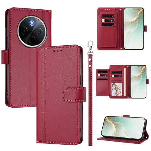 �X�}�z�P�[�X �Ή��@�� for Vivo Y300 Pro / Y300 Pro Plus / T4 5G / IQOO Z10 5G �X�}�z�P�[�X�y�E�H���b�g�f�U�C�� �f���A���J�[�h�X���b�g �L���b�V�� �t���b�v���X�^���h �����h�~�zRed