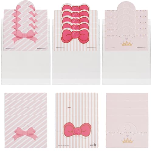 SOFPLATE Tarjetas de Exhibición de Pulseras de 150 Pulgadas Bolsas para la Venta de Joyas Papel Rosa Lazo Estético Cajas de Cartón Plegables para Exhibir Pulseras Y Pendientes para Pequeñas Empresas.