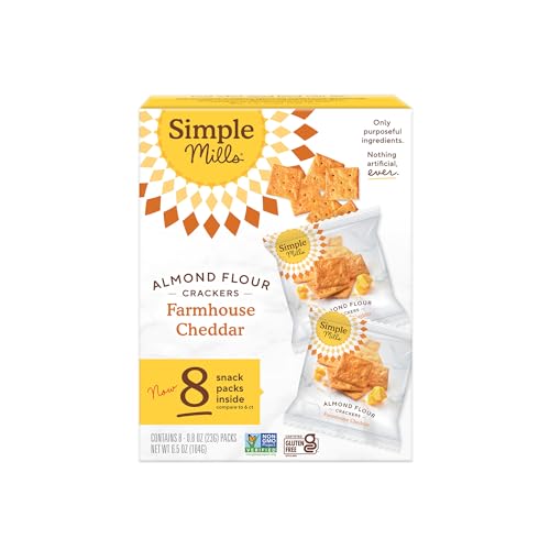 Simple Mills Almond Flour Crackers Snack Packs, Farmhouse Cheddar...