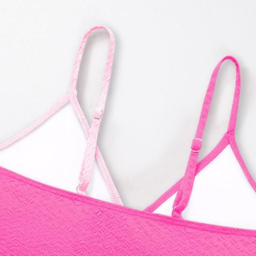 Image of Girls Swimsuit Solid Bathing Suit 2 Piece Twist Cross Adjustable Straps Soft Lining Bikini for Teen Girls with Chest Pad
