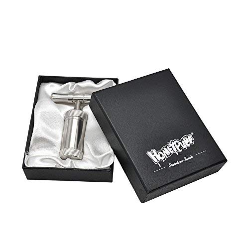 Pollen Press Presser Tool, with Gift Box Hard Metal Stainless Steel T Shape Handle Heavy Duty Small Compressor CNC 4 Piece Silver Color