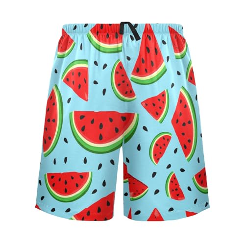 Watermelon Blue Pajama Shorts for Men Lounge Pants Sleepwear Shorts Pajama Casual Men Pajama Bottoms with Pockets, S-XXL