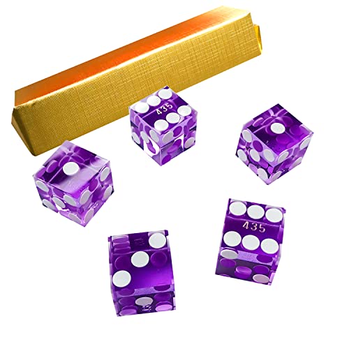 Yuanhe Set of 5 Grade AAA Precision 19mm Serialized Casino dice with Razor Edges and Corners - Purple …