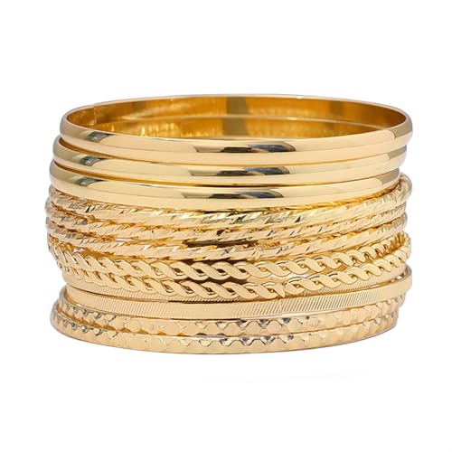 FUNOJOY Bangle Bracelets for Women,Plated Boho Indian Multi Stackable Bangles For Women Jewelry Gifts