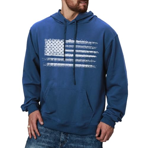 Men's Hoodies American Flag Print Sweatshirt Casual Drawstring Long Sleeve Hoodie Kanga Pocket Pullover3