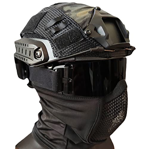 Casques de paintball complets avec masque maille d'acier et lunettes tricolores