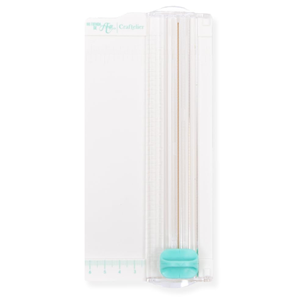 Craftelier - Portable Mini Paper and Cardboard Cutter for Scrapbooking or Crafting with Folding Tool, Blade and Transparent Ruler | Size 6,5 x 15,3 cm
