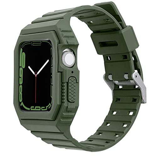 for Apple Watch Band with Case,TPU Rugged Smart Watch Bumper Shockproof Impact Resistant Cover Men Women Cute Sports Wrist Strap for iWatch Series 8 7 6 5 4 SE 3 2 1