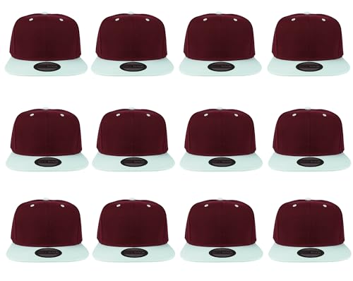 Image of Gelante Plain Blank Flat Brim Adjustable Snapback Baseball Caps Wholesale LOT 12 Pack
