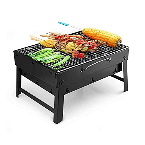 Parrilla de carbón portátil – Barbacoa de acero inoxidable resistente para camping, cocina al aire libre, picnics y fiestas en la playa