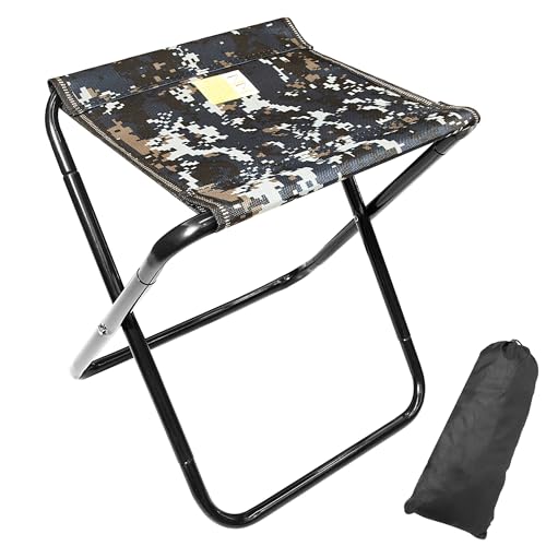 Camping Stool, Portable Folding Stool with Carry Bag, 12in Portable Folding Chair Collapsible Camp Stool Outdoor Footstool for Travel Walking Hiking Fishing Picnic Barbecue (Blue/Gray)