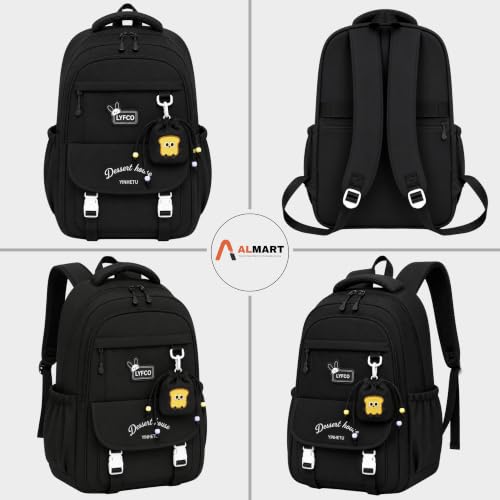 Image of Korean Style Unisex School & College Backpack Bag | 18 Inch Large Capacity Bag For Girls & Boys Age of 12-16 Years | Best For Middle & High School, College, Tution, Travel, Camping