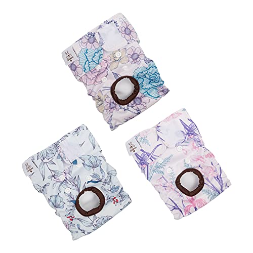 Image of CuteBone Dog Diapers Female Washable Small Medium Large 3 Pack Reusable Doggie Diapers Puppy Period Pants for Doggy Heat Cycle Peeing