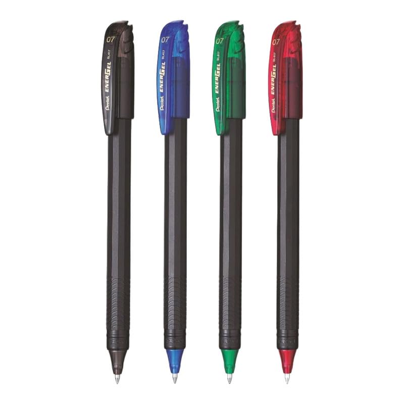 Image of Pentel EnerGel 0.7mm Roller Gel Pen | Quick Dry Ink For Smudge-Free Writing | Lightweight Gel Pen For Smooth Writing Experience (Blue, Red, Green & Black Ink)