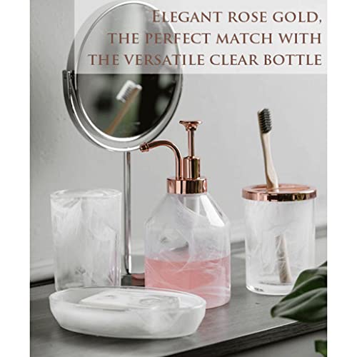 5 Piece Bathroom Accessory Set,Crystal Glass Bathroom Accessory,Clear Soap Dispenser,Gift for Modern Home Vanity Countertop Decor - Image 5