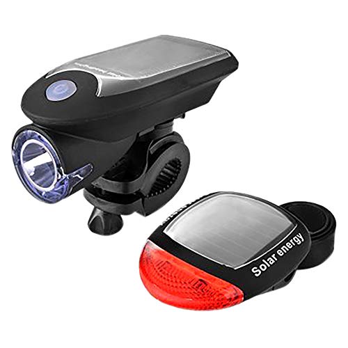 TriLance Lumière Vélo Salaire Avant Arrière LED Puissante 250 lumens, 4 Modes, Lampe Velo Imperméable Rechargeable par USB ou par l'énergie Solaire pour Cyclysme VTT, VTC, Bicyclette etc