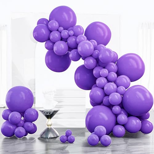 Image of PartyWoo Purple Balloons 100pcs Different Sizes of 18 12 10 5 Inch Purple Balloon Arch Kit Garland for Birthday Engagement Wedding Bachelorette Bridal Shower Butterfly Party Decorations Purple-Y15