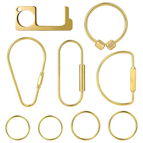 Reusable Keychain Tool Avoid Direct Touch Tool in The Public, Daily life Brass Keychain Ellipse Shape Key Ring Brass Lock Clip Key Holders Simple Style