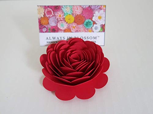 Black, Red & White Paper Roses 3 Inch Paper Flower Blooms Set Of 6 Wedding Centerpiece Idea Bridal Shower Decor Mad Hatter Theme Tea Party Decorations #TOP4