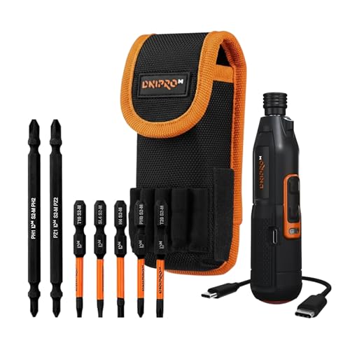 Dnipro-M Set de 2 Destornilladores Eléctricos a Batería 3,6V -1,2Nm/8Nm 850mAh + 4,5Nm/10Nm 2000mAh - Carga Type-C, Luz LED, Puntas - Pack Atornilladores Precisión – CSD-36X + CSD-40X - Ergonomía, empuñadura y acabados de la herramienta