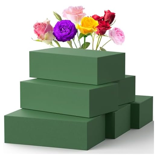 Upgraded 6 Pack Floral Flower Foam Blocks, Green Plant Foam for Flower Arrangements, Wet & Dry Florist Foam Styrofoam for Fresh and Artificial Flowers (5.5"L X 3.1"W X 1.6"H)