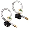 SHINESTAR 15-Inch RV Propane Hose with Gauge for 5-40lb Tanks, Camper Propane Hose for 2-Stage Auto Changeover Regulator, 1/4-Inch Inverted Male Flare x QCC-1, 2-Pack