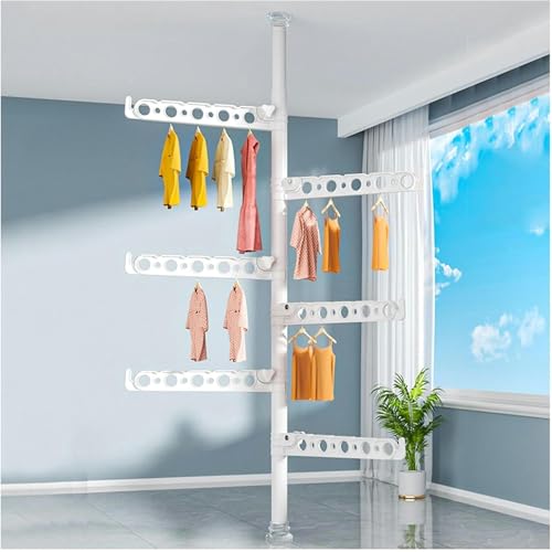 Rangement vertical d'angle télescopique 6 niveaux pour suspendre les vêtements - 2