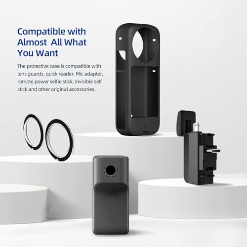 Funda protectora para cámara Insta360 X3, silicona negra miniatura 5
