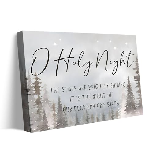 Elegant Christmas Canvas Wall Art, Minimalist Stars and Trees Canvas