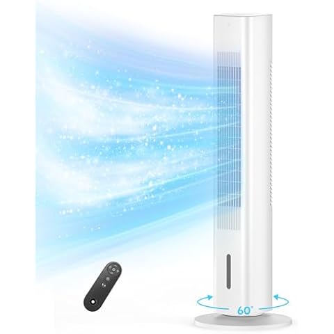 AEROZY Evaporative Air Cooler, 36-inch Oscillating Tower Fans that Blow Cold Air, Portable Air Conditioner with Remote, AC Unit, Humidifier, Swamp Cooler for Indoor, Ivory Cover