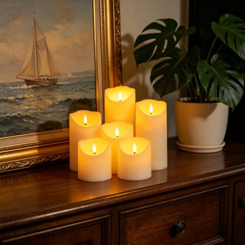 Image of Fo32won Flameless Flickering Candles with Remote Timer, Set of 6 White Led Battery Operated Candles for Home Decor Xmas Halloween (D3 x H3 3 inch 4 inch 5 inch 6 inch 7 inch)