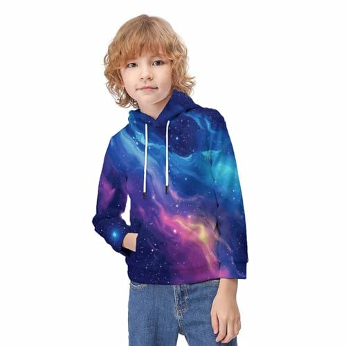 Pull à capuche drôle avec poche imprimé étoiles cosmiques pour ados - 3
