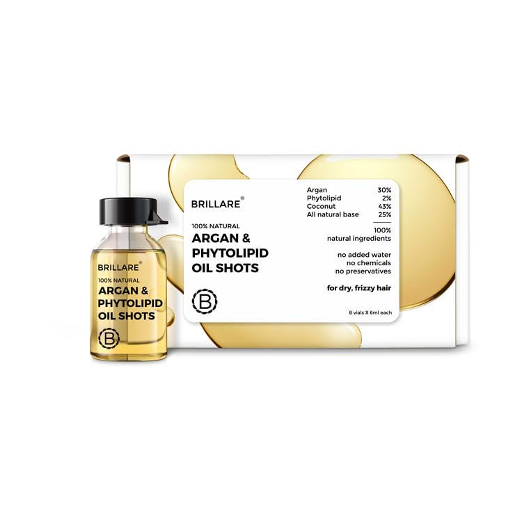 Brillare 30% Argan Oil Shots for Dry, Frizzy Hair with 2% Phytolipids | Get Smoother, Manageable Hair in 15 Days | 100% Improvement Scalp Hydration 3