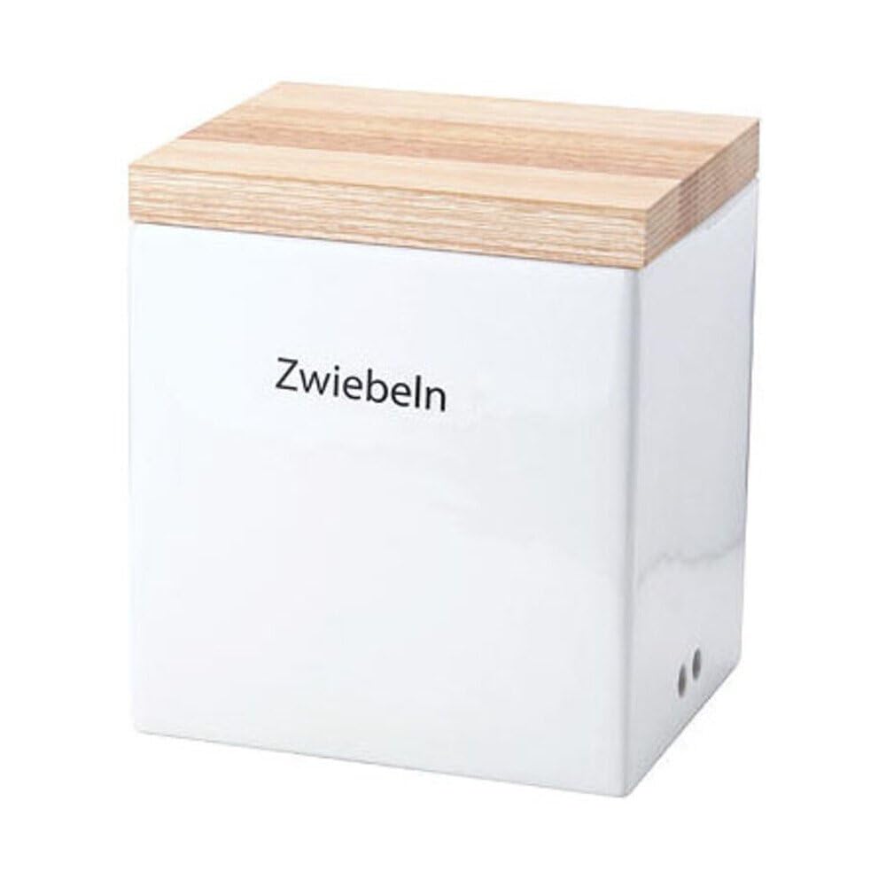 Continenta Vorratsdose Zwiebel Keramik m. Holzdeckel 18x15,5x20,5cm
