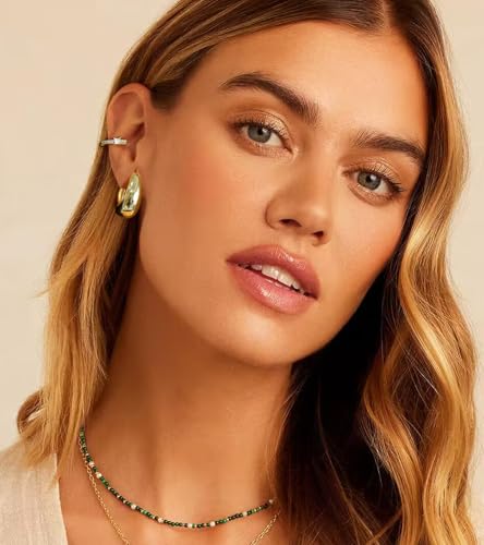 Gold Hoop Earrings Sets for Women, 14K Gold Plated Small Earring Sets for Multiple Piercing, Hypoallergenic Chunky Earrings for Women3