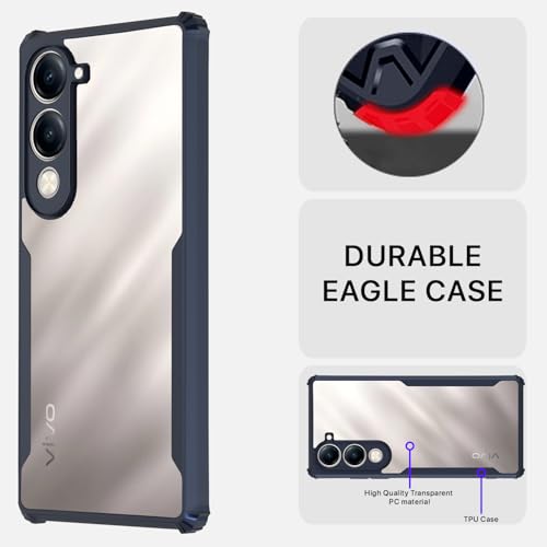 Image of Pikkme Back Cover for iQoo Z10 lite 5G / Vivo T4 lite 5G / Y19 5G / Y19e / Y04 4G / Y29s 5G | Ultra Hyrbid | Full Camera Protection | Raised Edge | Crystal Clear Transparent Bumper Case (Blue)