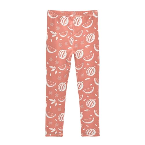 Red Cartoon Watermelon Leaves Girls Leggings Soft Stretch Workout Yoga Dance Pants for Kids Casual Tights2